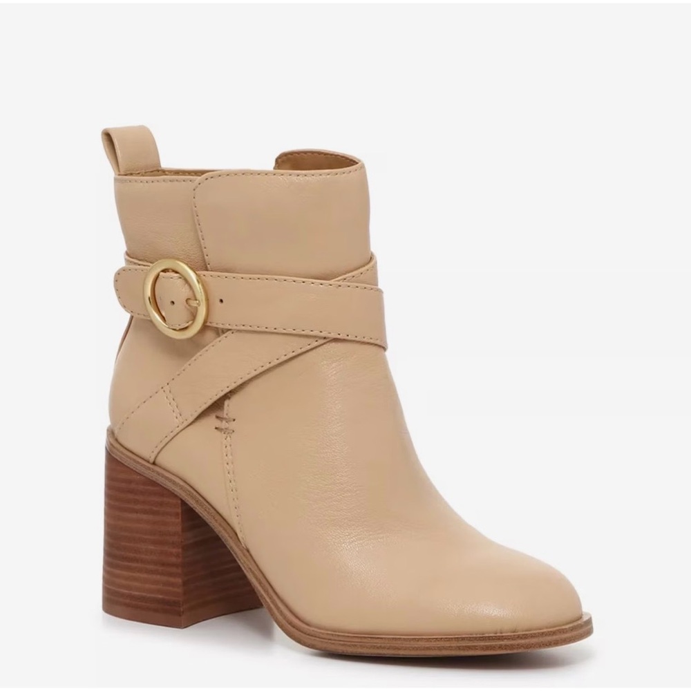 Crown Vintage Courla Bootie Elegant Tan Ankle Leather Boots 7 NIB NWT zipper - Picture 2 of 10